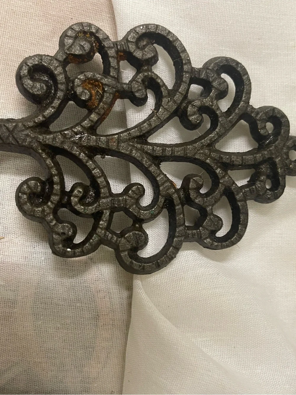 Vintage Wilton Mini Black Ornate Cast Iron Footed Wall Decor Set of 4